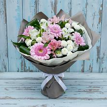 Букет цветов из:  Герберы, Альстромерии и Хризантемы #REPLACE_PRED# Барсуковской