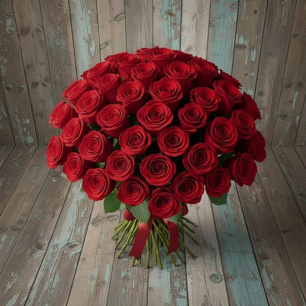 Букет 55 Красных роз Фридом в Барсуковской