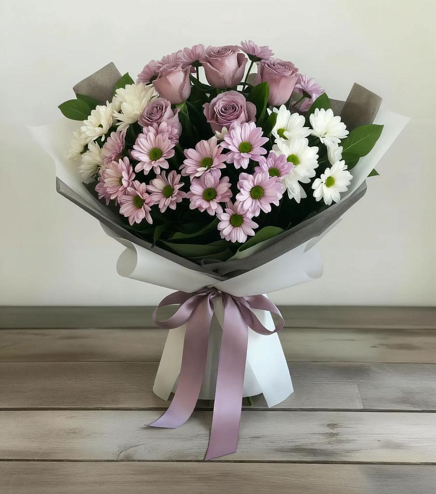 Букет цветов из: Хризантемы и Розы в Барсуковской