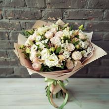 Букет цветов из:  Альстромерии, Розы и Хризантемы в Барсуковской