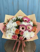 Букет цветов из:  Розы, Герберы и Хризантемы #REPLACE_PRED# Барсуковской
