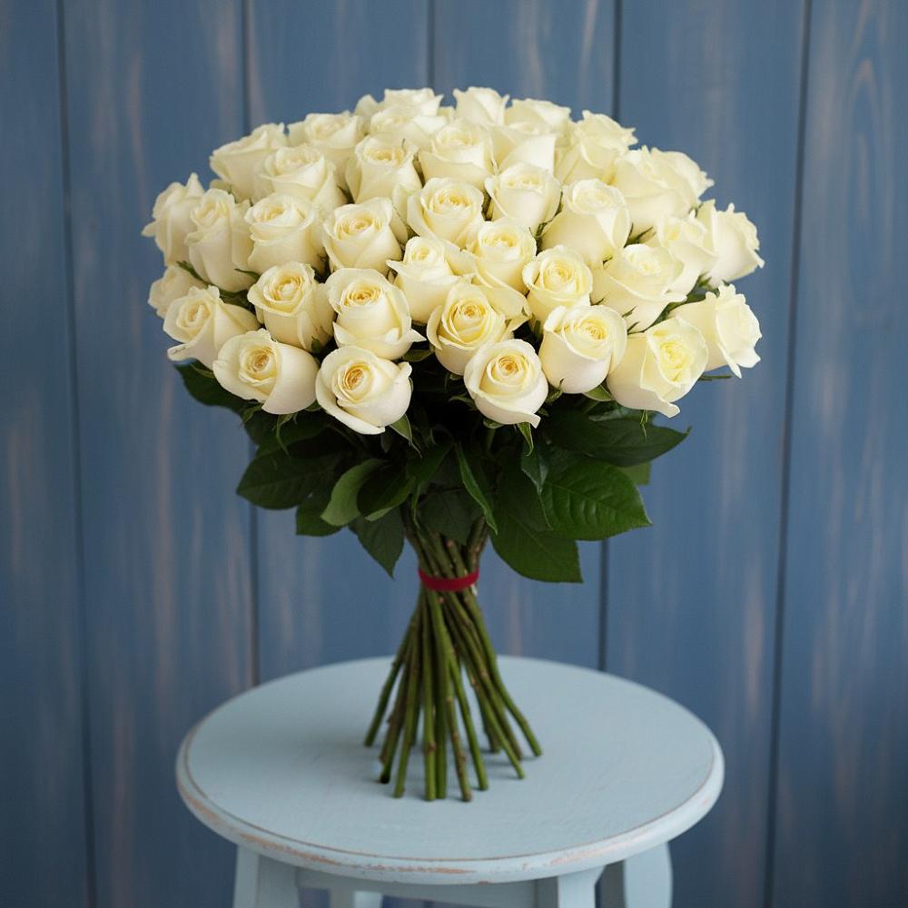 Букет 51 Белая роза Эдлесс Лав в Барсуковской