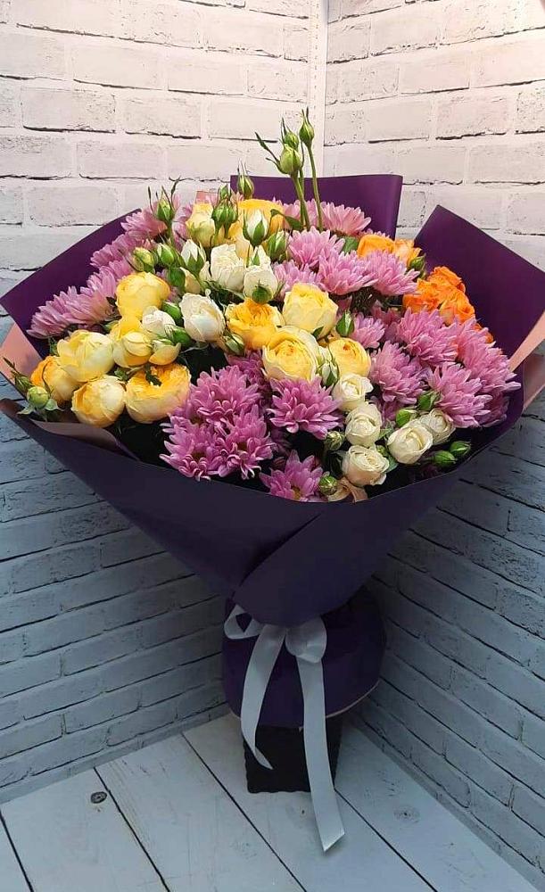 Букет цветов из: Хризантемы и Розы в Барсуковской