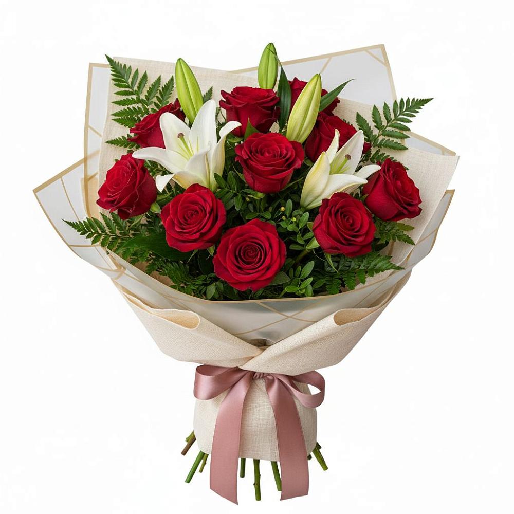 Букет цветов из: Лилии и Розы в Барсуковской