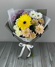 Букет цветов из:  Розы, Герберы и Хризантемы в Барсуковской
