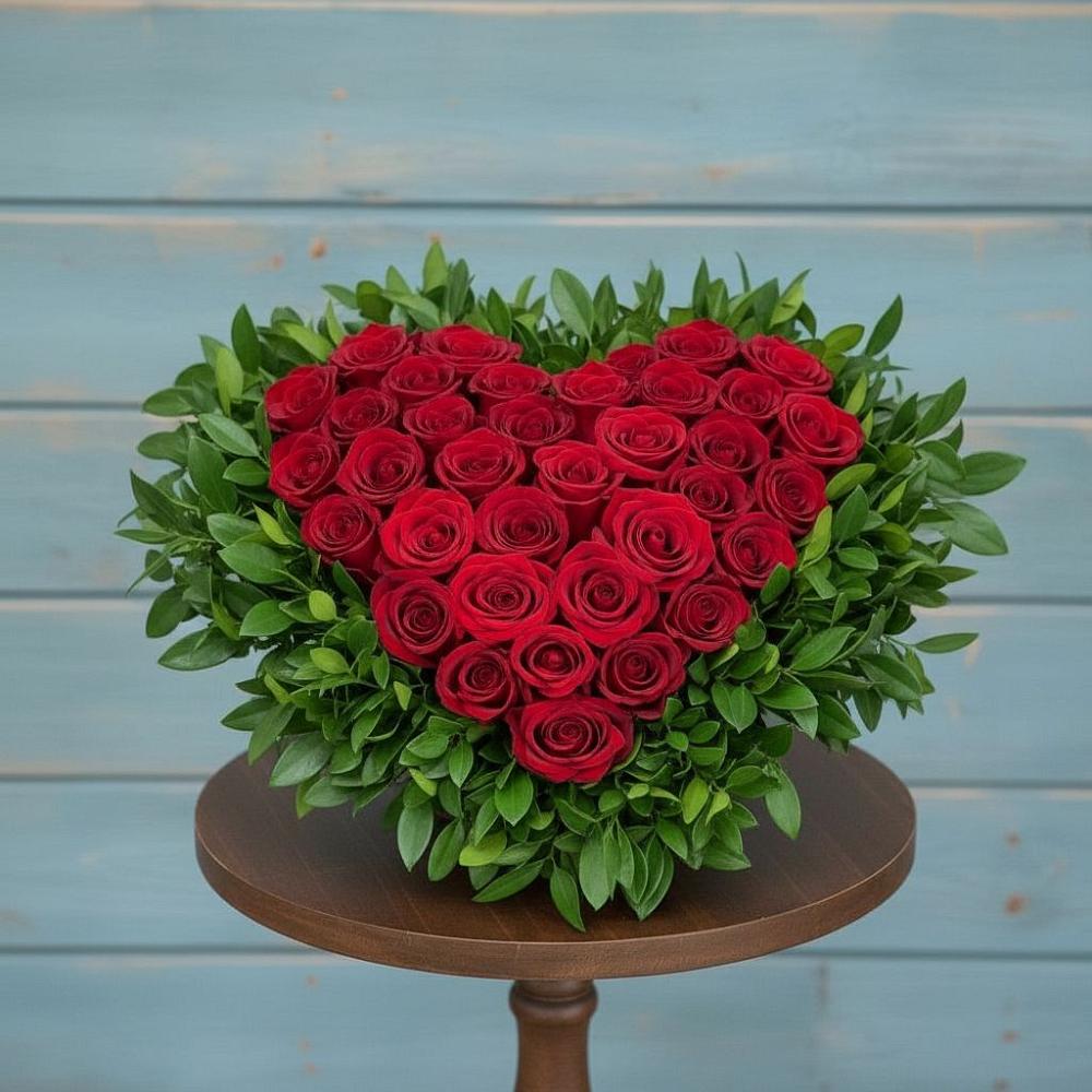 Цветочная композиция из Розы в виде сердца в Барсуковской