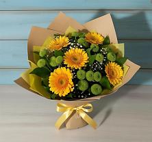 Букет цветов из:  Герберы и Хризантемы в Барсуковской