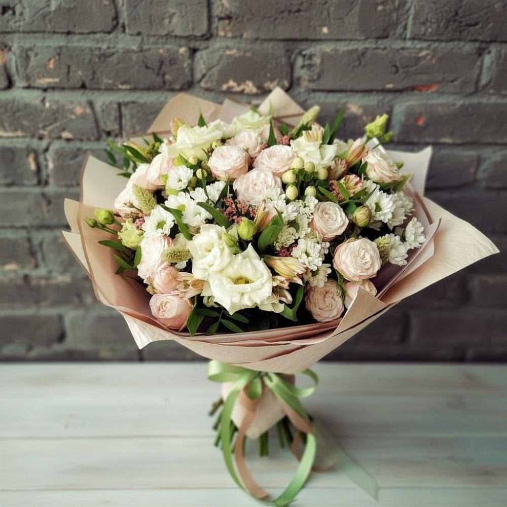 Букет цветов из: Альстромерии, Розы и Хризантемы в Барсуковской