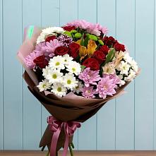 Букет цветов из:  Розы, Хризантемы и Альстромерии в Барсуковской