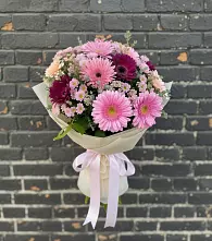 Букет цветов из:  Герберы и Хризантемы в Барсуковской