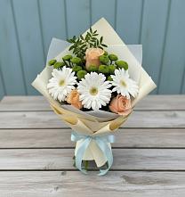 Букет цветов из:  Герберы, Розы и Хризантемы #REPLACE_PRED# Барсуковской
