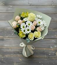 Букет цветов из:  Альстромерии, Розы и Хризантемы в Барсуковской