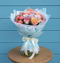 Букет цветов из:  Хризантемы и Розы в Барсуковской