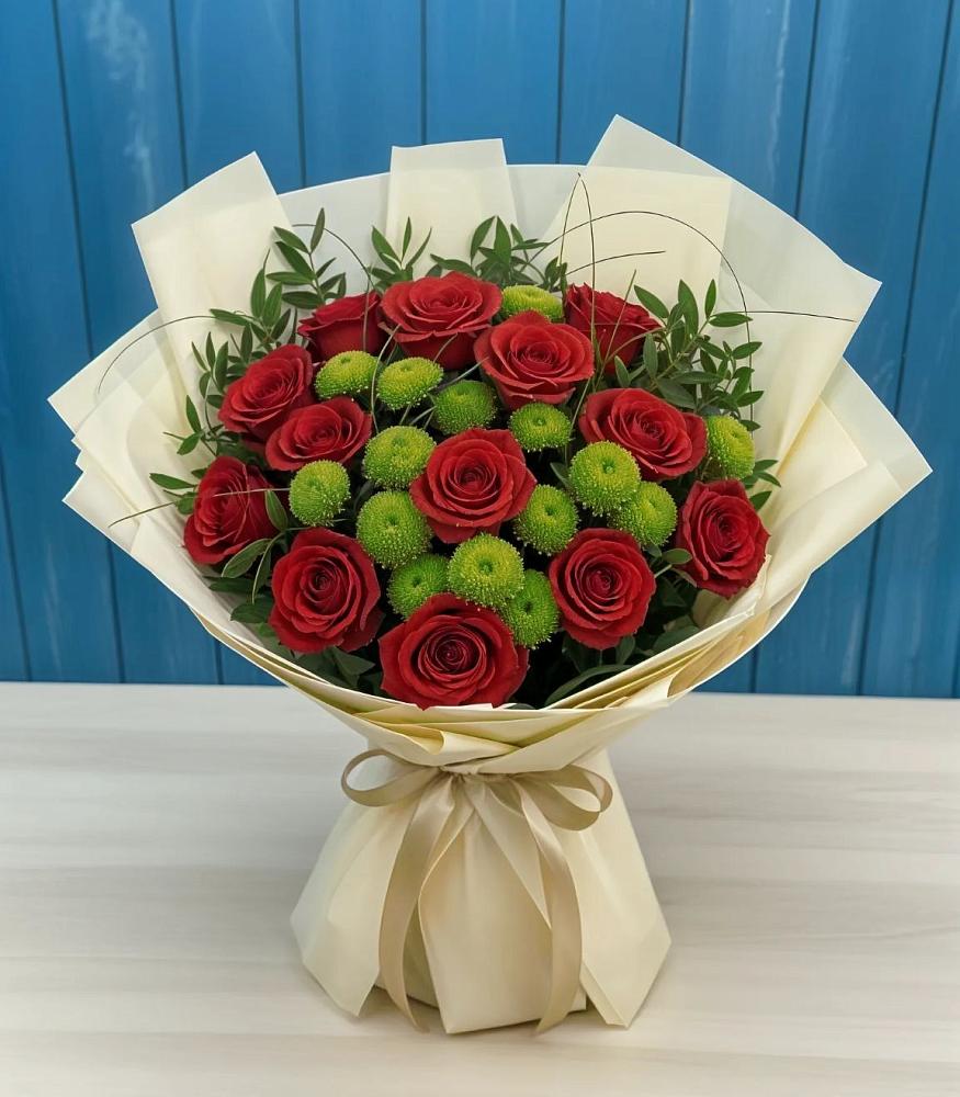 Букет цветов из: Розы и Хризантемы в Барсуковской