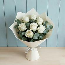 Букет Белые розы в Эвкалипте #REPLACE_PRED# Барсуковской