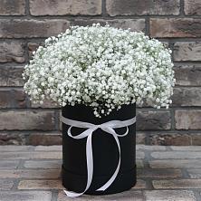Цветочная композиция из Гипсофила в шляпной коробке в Барсуковской