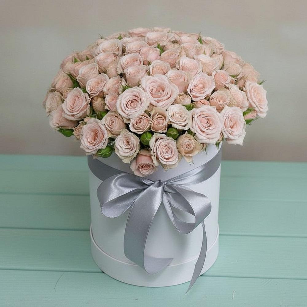 Цветочная композиция из Розы в шляпной коробке в Барсуковской